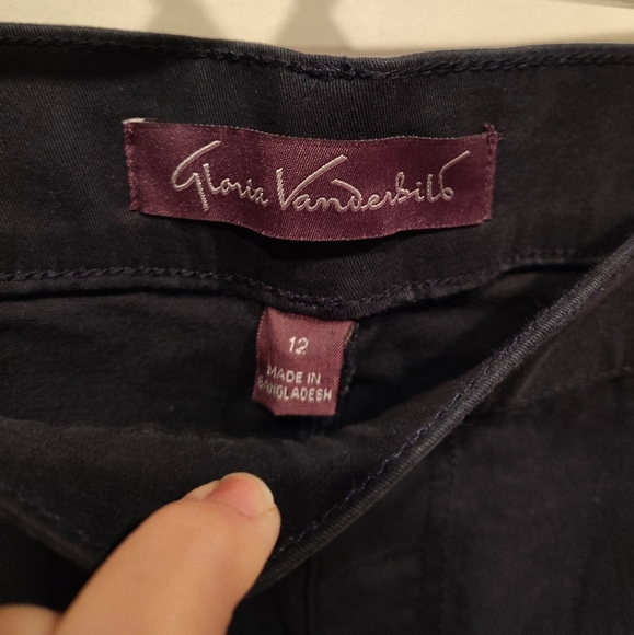 Gloria Vanderbilt NWT Women's Navy Pull-On Wide Leg Cropped Pants Sz 12-Casual - Picture 2 of 9